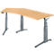 Schäfer Shop Genius Schreibtisch ERGOSTYLE S, 135°, elektrisch höhenverstellbar, Ansatz links, zweistufig, C-Fuß, B 2165 x T 800 x H 645-1305 mm, inkl. Memory Master, Buche/anthrazit