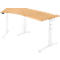 Schäfer Shop Genius Schreibtisch ERGOSTYLE S, 135°, elektrisch höhenverstellbar, Ansatz links, zweistufig, C-Fuß, B 2165 x T 800 x H 645-1305 mm, inkl. Memory Master, Buche/weiß