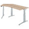 Schäfer Shop Genius Schreibtisch ERGOSTYLE S, 135°, elektrisch höhenverstellbar, Ansatz links, zweistufig, C-Fuß, B 2165 x T 800 x H 645-1305 mm, inkl. Memory Master, Eiche/weißaluminium