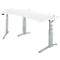 Schäfer Shop Genius Schreibtisch ERGOSTYLE S, 135°, elektrisch höhenverstellbar, Ansatz links, zweistufig, C-Fuß, B 2165 x T 800 x H 645-1305 mm, inkl. Memory Master, weiß/weißaluminium