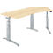 Schäfer Shop Genius Schreibtisch ERGOSTYLE S, 135°, elektrisch höhenverstellbar, Ansatz rechts, zweistufig, C-Fuß, B 2165 x T 800 x H 645-1305 mm, inkl. Memory Master, Ahorn/weißaluminium