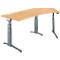 Schäfer Shop Genius Schreibtisch ERGOSTYLE S, 135°, elektrisch höhenverstellbar, Ansatz rechts, zweistufig, C-Fuß, B 2165 x T 800 x H 645-1305 mm, inkl. Memory Master, Buche/anthrazit