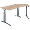 Schäfer Shop Genius Schreibtisch ERGOSTYLE S, 135°, elektrisch höhenverstellbar, Ansatz rechts, zweistufig, C-Fuß, B 2165 x T 800 x H 645-1305 mm, inkl. Memory Master, Eiche/anthrazit
