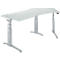 Schäfer Shop Genius Schreibtisch ERGOSTYLE S, 135°, elektrisch höhenverstellbar, Ansatz rechts, zweistufig, C-Fuß, B 2165 x T 800 x H 645-1305 mm, inkl. Memory Master, lichtgrau/weißaluminium