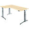 Schäfer Shop Genius Schreibtisch ERGOSTYLE S, 90°, Ansatz links, elektrisch höhenverstellbar, C-Fuß, zweistufig, B 2000 x T 800 x H 645-1305 mm, inkl. Memory Master, Ahorn/anthrazit