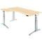 Schäfer Shop Genius Schreibtisch ERGOSTYLE S, 90°, Ansatz links, elektrisch höhenverstellbar, C-Fuß, zweistufig, B 2000 x T 800 x H 645-1305 mm, inkl. Memory Master, Ahorn-Dekor/weißaluminium