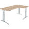 Schäfer Shop Genius Schreibtisch ERGOSTYLE S, 90°, Ansatz rechts, elektrisch höhenverstellbar, C-Fuß, zweistufig, B 2000 x T 800 x H 645-1305 mm, inkl. Memory Master, Eiche/weißaluminium
