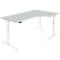 Schäfer Shop Genius Schreibtisch ERGOSTYLE S, 90°, Ansatz rechts, elektrisch höhenverstellbar, C-Fuß, zweistufig, B 2000 x T 800 x H 645-1305 mm, inkl. Memory Master, lichtgrau/weiß