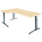 Schäfer Shop Genius Schreibtisch ERGOSTYLE S, 90°, C-Fuß Gestell, Ansatz links, manuell höhenverstellbar, melaminharzbeschichtet, B 2000 x T 800 x H 675-895 mm, Ahorn/anthrazit