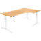 Schäfer Shop Genius Schreibtisch ERGOSTYLE S, 90°, C-Fuß Gestell, Ansatz rechts, manuell höhenverstellbar, melaminharzbeschichtet, B 2000 x T 800 x H 675-895 mm, Buche/weiß