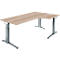 Schäfer Shop Genius Schreibtisch ERGOSTYLE S, 90°, C-Fuß Gestell, Ansatz rechts, manuell höhenverstellbar, melaminharzbeschichtet, B 2000 x T 800 x H 675-895 mm, Eiche/anthrazit