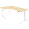 Schäfer Shop Genius Schreibtisch ERGOSTYLE S, 90°, elektrisch höhenverstellbar, Ansatz links, C-Fuß, einstufig, B 2000 x T 800 x H 715 - 1182 mm, inkl. Memory Master, Ahorn/weiß