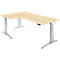 Schäfer Shop Genius Schreibtisch ERGOSTYLE S, 90°, elektrisch höhenverstellbar, Ansatz links, C-Fuß, einstufig, B 2000 x T 800 x H 715 - 1182 mm, inkl. Memory Master, Ahorn/weißaluminium