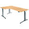 Schäfer Shop Genius Schreibtisch ERGOSTYLE S, 90°, elektrisch höhenverstellbar, Ansatz links, C-Fuß, einstufig, B 2000 x T 800 x H 715 - 1182 mm, inkl. Memory Master, Buche/anthrazit