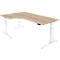 Schäfer Shop Genius Schreibtisch ERGOSTYLE S, 90°, elektrisch höhenverstellbar, Ansatz links, C-Fuß, einstufig, B 2000 x T 800 x H 715 - 1182 mm, inkl. Memory Master, Eiche/weiß