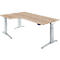 Schäfer Shop Genius Schreibtisch ERGOSTYLE S, 90°, elektrisch höhenverstellbar, Ansatz links, C-Fuß, einstufig, B 2000 x T 800 x H 715 - 1182 mm, inkl. Memory Master, Eiche/weißaluminium