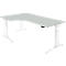 Schäfer Shop Genius Schreibtisch ERGOSTYLE S, 90°, elektrisch höhenverstellbar, Ansatz links, C-Fuß, einstufig, B 2000 x T 800 x H 715 - 1182 mm, inkl. Memory Master, lichtgrau/weiß