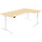 Schäfer Shop Genius Schreibtisch ERGOSTYLE S, 90°, elektrisch höhenverstellbar, Ansatz rechts, C-Fuß, einstufig, B 2000 x T 800 x H 715 - 1182 mm, inkl. Memory Master, Ahorn/weiß