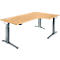 Schäfer Shop Genius Schreibtisch ERGOSTYLE S, 90°, elektrisch höhenverstellbar, Ansatz rechts, C-Fuß, einstufig, B 2000 x T 800 x H 715 - 1182 mm, inkl. Memory Master, Buche/anthrazit