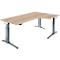 Schäfer Shop Genius Schreibtisch ERGOSTYLE S, 90°, elektrisch höhenverstellbar, Ansatz rechts, C-Fuß, einstufig, B 2000 x T 800 x H 715 - 1182 mm, inkl. Memory Master, Eiche/anthrazit