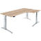 Schäfer Shop Genius Schreibtisch ERGOSTYLE S, 90°, elektrisch höhenverstellbar, Ansatz rechts, C-Fuß, einstufig, B 2000 x T 800 x H 715 - 1182 mm, inkl. Memory Master, Eiche/weißaluminium