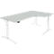 Schäfer Shop Genius Schreibtisch ERGOSTYLE S, 90°, elektrisch höhenverstellbar, Ansatz rechts, C-Fuß, einstufig, B 2000 x T 800 x H 715 - 1182 mm, inkl. Memory Master, lichtgrau/weiß