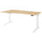 Schäfer Shop Genius Schreibtisch ERGOSTYLE S, elektrisch höhenverstellbar, Ansatz links, C-Fuß, B 1800 x T 800/1000 x H 715-1182 mm, inkl. Memory Master, Ahorn/weiß