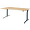 Schäfer Shop Genius Schreibtisch ERGOSTYLE S, elektrisch höhenverstellbar, Ansatz links, zweistufig, C-Fuß, B 1800 x T 800/1000 x H 645-1305 mm, inkl. Memory Master, Ahorn/anthrazit