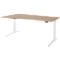 Schäfer Shop Genius Schreibtisch ERGOSTYLE S, elektrisch höhenverstellbar, Ansatz links, zweistufig, C-Fuß, B 1800 x T 800/1000 x H 645-1305 mm, inkl. Memory Master, Eiche/weiß