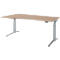 Schäfer Shop Genius Schreibtisch ERGOSTYLE S, elektrisch höhenverstellbar, Ansatz links, zweistufig, C-Fuß, B 1800 x T 800/1000 x H 645-1305 mm, inkl. Memory Master, Eiche/weißaluminium