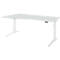 Schäfer Shop Genius Schreibtisch ERGOSTYLE S, elektrisch höhenverstellbar, Ansatz links, zweistufig, C-Fuß, B 1800 x T 800/1000 x H 645-1305 mm, inkl. Memory Master, lichtgrau/weiß