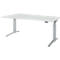 Schäfer Shop Genius Schreibtisch ERGOSTYLE S, elektrisch höhenverstellbar, Ansatz links, zweistufig, C-Fuß, B 1800 x T 800/1000 x H 645-1305 mm, inkl. Memory Master, lichtgrau/weißaluminium