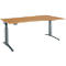 Schäfer Shop Genius Schreibtisch ERGOSTYLE S, elektrisch höhenverstellbar, Ansatz rechts, zweistufig, C-Fuß, B 1800 x T 800/1000 x H 645-1305 mm, inkl. Memory Master, Buche/anthrazit