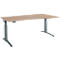 Schäfer Shop Genius Schreibtisch ERGOSTYLE S, elektrisch höhenverstellbar, Ansatz rechts, zweistufig, C-Fuß, B 1800 x T 800/1000 x H 645-1305 mm, inkl. Memory Master, Eiche/anthrazit
