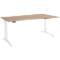 Schäfer Shop Genius Schreibtisch ERGOSTYLE S, elektrisch höhenverstellbar, Ansatz rechts, zweistufig, C-Fuß, B 1800 x T 800/1000 x H 645-1305 mm, inkl. Memory Master, Eiche/weiß