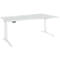 Schäfer Shop Genius Schreibtisch ERGOSTYLE S, elektrisch höhenverstellbar, Ansatz rechts, zweistufig, C-Fuß, B 1800 x T 800/1000 x H 645-1305 mm, inkl. Memory Master, lichtgrau/weiß
