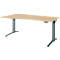 Schäfer Shop Genius Schreibtisch ERGOSTYLE S, elektrisch höhenverstellbar, einstufig, Ansatz links, C-Fuß, B 1800 x T 800/1000 x H 715-1182 mm, inkl. Memory Master, Ahorn/anthrazit