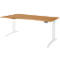 Schäfer Shop Genius Schreibtisch ERGOSTYLE S, elektrisch höhenverstellbar, einstufig, Ansatz links, C-Fuß, B 1800 x T 800/1000 x H 715-1182 mm, inkl. Memory Master, Buche/weiß