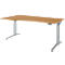 Schäfer Shop Genius Schreibtisch ERGOSTYLE S, elektrisch höhenverstellbar, einstufig, Ansatz links, C-Fuß, B 1800 x T 800/1000 x H 715-1182 mm, inkl. Memory Master, Buche/weißaluminium
