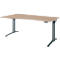 Schäfer Shop Genius Schreibtisch ERGOSTYLE S, elektrisch höhenverstellbar, einstufig, Ansatz links, C-Fuß, B 1800 x T 800/1000 x H 715-1182 mm, inkl. Memory Master, Eiche/anthrazit