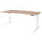 Schäfer Shop Genius Schreibtisch ERGOSTYLE S, elektrisch höhenverstellbar, einstufig, Ansatz links, C-Fuß, B 1800 x T 800/1000 x H 715-1182 mm, inkl. Memory Master, Eiche/weiß