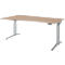 Schäfer Shop Genius Schreibtisch ERGOSTYLE S, elektrisch höhenverstellbar, einstufig, Ansatz links, C-Fuß, B 1800 x T 800/1000 x H 715-1182 mm, inkl. Memory Master, Eiche/weißaluminium