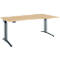 Schäfer Shop Genius Schreibtisch ERGOSTYLE S, elektrisch höhenverstellbar, einstufig, Ansatz rechts, C-Fuß, B 1800 x T 800/1000 x H 715-1182 mm, inkl. Memory Master, Ahorn/anthrazit
