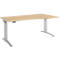 Schäfer Shop Genius Schreibtisch ERGOSTYLE S, elektrisch höhenverstellbar, einstufig, Ansatz rechts, C-Fuß, B 1800 x T 800/1000 x H 715-1182 mm, inkl. Memory Master, Ahorn/weißaluminium