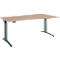 Schäfer Shop Genius Schreibtisch ERGOSTYLE S, elektrisch höhenverstellbar, einstufig, Ansatz rechts, C-Fuß, B 1800 x T 800/1000 x H 715-1182 mm, inkl. Memory Master, Eiche/anthrazit