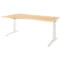 Schäfer Shop Genius Schreibtisch ERGOSTYLE S, manuell höhenverstellbar, Rechteck, C-Fuß, Ansatz links, B 1800 x T 800/1000 x H 675-895 mm, ahorn/weiß