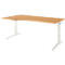Schäfer Shop Genius Schreibtisch ERGOSTYLE S, manuell höhenverstellbar, Rechteck, C-Fuß, Ansatz links, B 1800 x T 800/1000 x H 675-895 mm, Buche/weiß