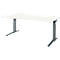 Schäfer Shop Genius Schreibtisch ERGOSTYLE S, manuell höhenverstellbar, Rechteck, C-Fuß, Ansatz links, B 1800 x T 800/1000 x H 675-895 mm, weiß/anthrazit