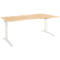 Schäfer Shop Genius Schreibtisch ERGOSTYLE S, manuell höhenverstellbar, Rechteck, C-Fuß, Ansatz rechts, B 1800 x T 800/1000 x H 675-895 mm, ahorn/weiß