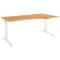 Schäfer Shop Genius Schreibtisch ERGOSTYLE S, manuell höhenverstellbar, Rechteck, C-Fuß, Ansatz rechts, B 1800 x T 800/1000 x H 675-895 mm, Buche/weiß